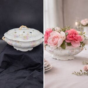 Vintage Limoges Flower Frog Casserole Dish Wedding Centerpiece Vase